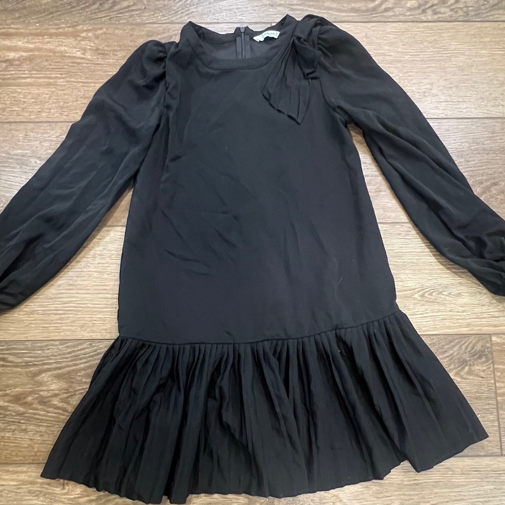 Mayoral Long Sleeve Black Drop Waist Dress Bow & Pleat Detail 7954 Sz 12 Holiday